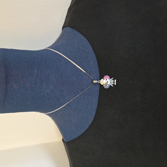 Silver Stainless Steel Multi Color Panda Bear Flower Pendant with Chain Neck… - Picture 4 of 8